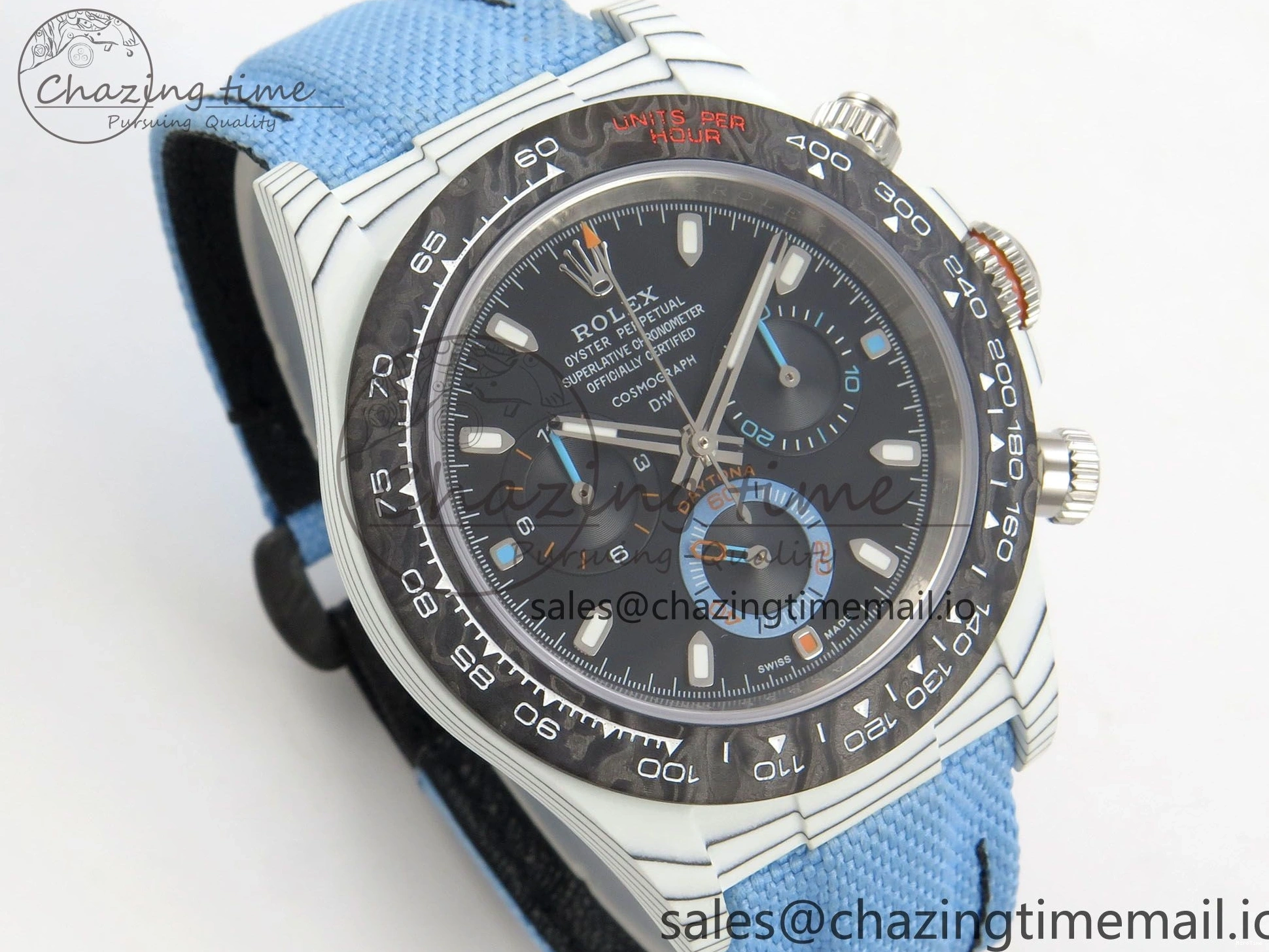 MiroTime 0403 Attractive Daytona DIW Carbon Case and Bezel DIWF Edition Black Dial on Blue Nylon Strap A 71